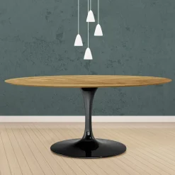 Viadurini Living Tulip Tische|Esstisch Oval-Tulpentisch Eero Saarinen H 74 Oval in Eiche Natur Made in Italy - Scharlachrot