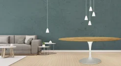 Viadurini Living Tulip Tische|Esstisch Oval-Tulpentisch Eero Saarinen H 74 Oval in Eiche Natur Made in Italy - Scharlachrot