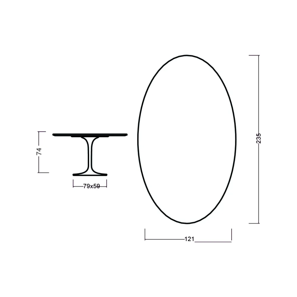 Viadurini Living Tulip Tische|Esstisch Oval-Tulpentisch Eero Saarinen H 74 Oval in Eiche Natur Made in Italy - Scharlachrot