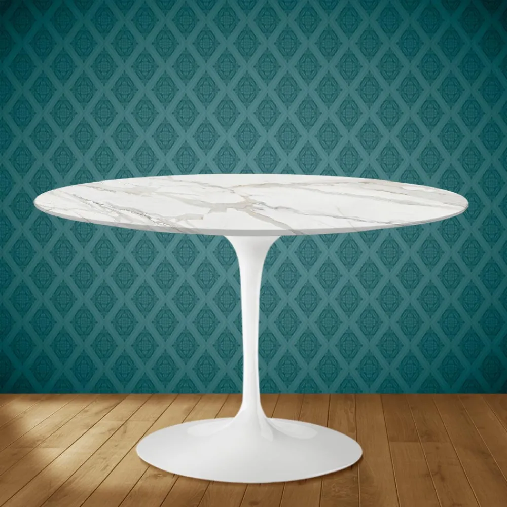 Viadurini Living Tulip Tische|Runde Tische-Tulpentisch Eero Saarinen H 74 in Keramik Morpheus Made in Italy - Scharlachrot