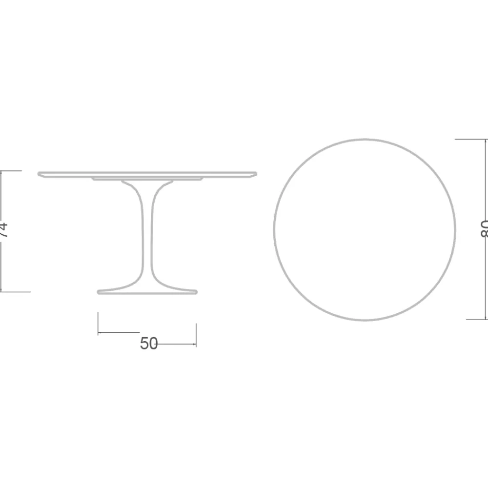Viadurini Living Tulip Tische|Runde Tische-Tulpentisch Eero Saarinen H 74 in Keramik Morpheus Made in Italy - Scharlachrot