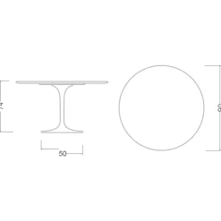 Viadurini Living Tulip Tische|Runde Tische-Tulpentisch Eero Saarinen H 74 in Keramik Morpheus Made in Italy - Scharlachrot