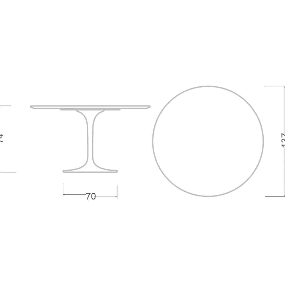Viadurini Living Tulip Tische|Runde Tische-Tulpentisch Eero Saarinen H 74 in Keramik Morpheus Made in Italy - Scharlachrot