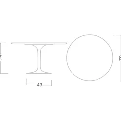 Viadurini Living Tulip Tische|Runde Tische-Tulpentisch Eero Saarinen H 73 Rund Keramik Noir Wunsch Made in Italy - Scharlachrot