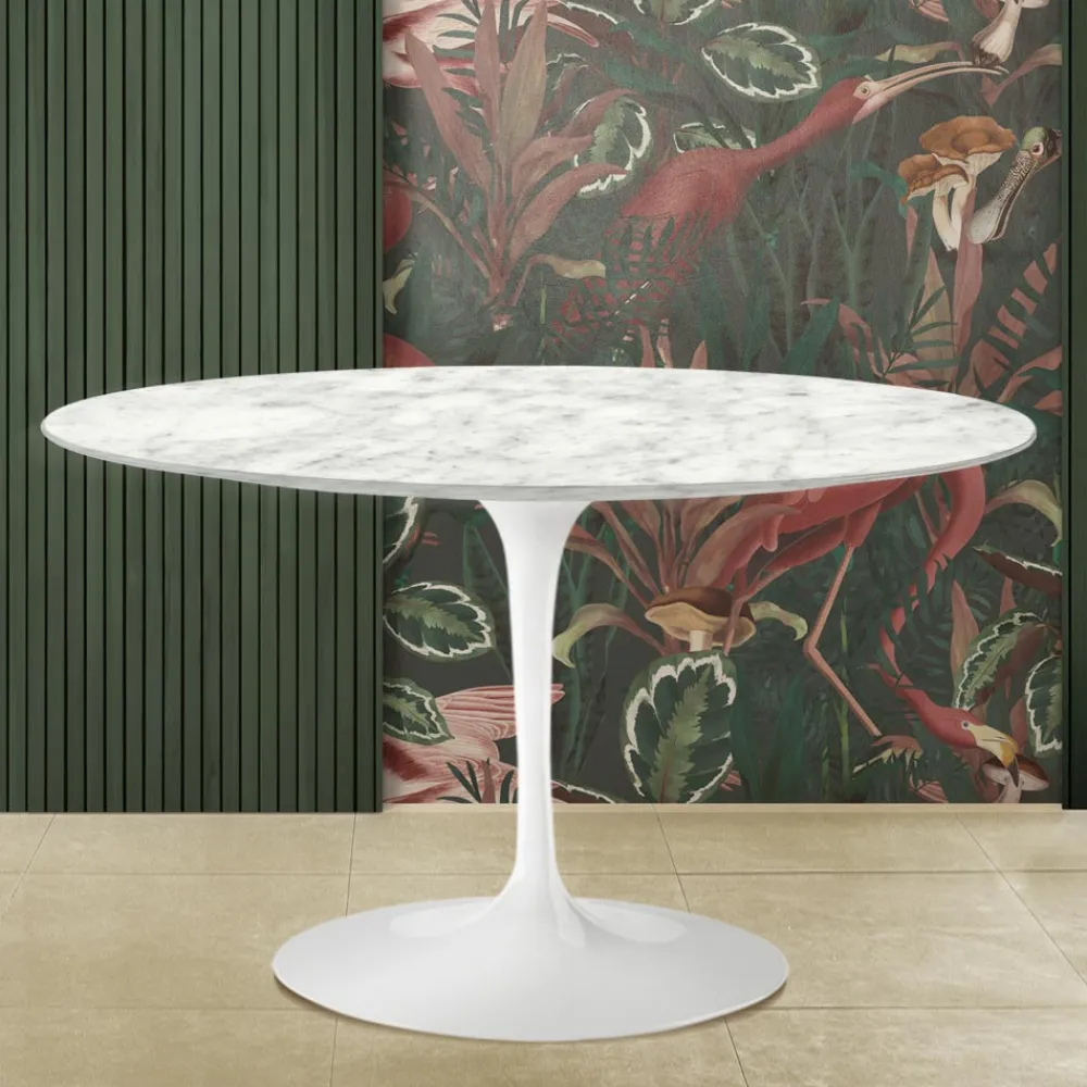 Viadurini Living Tulip Tische|Runde Tische-Tulpentisch Eero Saarinen H 74 aus Carrara-Marmor Made in Italy - Scharlachrot