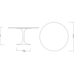 Viadurini Living Tulip Tische|Runde Tische-Tulpentisch Eero Saarinen H 74 aus Carrara-Marmor Made in Italy - Scharlachrot