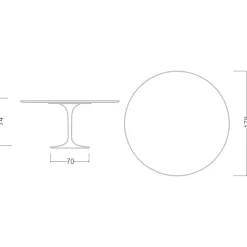 Viadurini Living Tulip Tische|Runde Tische-Tulpentisch Eero Saarinen H 74 aus Carrara-Marmor Made in Italy - Scharlachrot