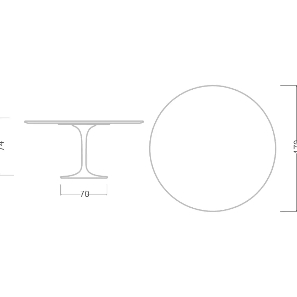 Viadurini Living Tulip Tische|Runde Tische-Tulpentisch Eero Saarinen H 74 aus Carrara-Marmor Made in Italy - Scharlachrot