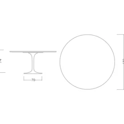 Viadurini Living Tulip Tische|Runde Tische-Tulpentisch Eero Saarinen H 74 aus Carrara-Marmor Made in Italy - Scharlachrot