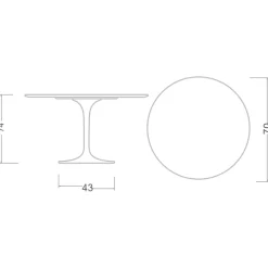 Viadurini Living Tulip Tische|Runde Tische-Tulpentisch Eero Saarinen H 73 aus Keramik Noir Laurent Made in Italy - Scharlachrot