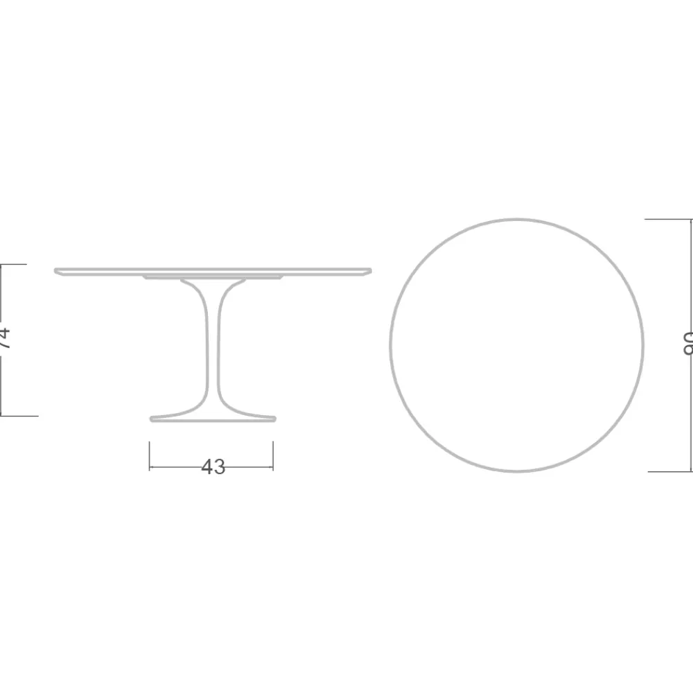 Viadurini Living Tulip Tische|Runde Tische-Tulpentisch Eero Saarinen H 73 aus Keramik Noir Laurent Made in Italy - Scharlachrot