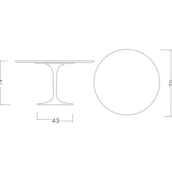 Viadurini Living Tulip Tische|Runde Tische-Tulpentisch Eero Saarinen H 74 Rund aus Keramik Kira Made in Italy - Scharlachrot