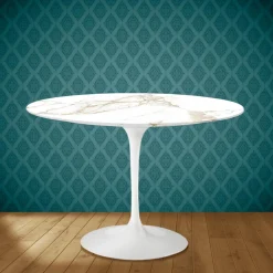 Viadurini Living Tulip Tische|Runde Tische-Tulpentisch Eero Saarinen H 74 Rund aus Keramik Entzo Made in Italy - Scharlachrot