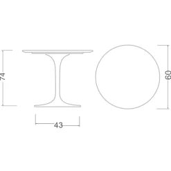 Viadurini Living Tulip Tische|Runde Tische-Tulpentisch Eero Saarinen H 74 Rund aus Keramik Entzo Made in Italy - Scharlachrot