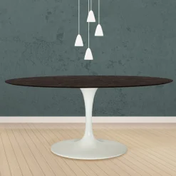 Viadurini Living Tulip Tische|Esstisch Oval-Tulpentisch Eero Saarinen H 74 Oval in Eiche gebeizt Moka Made in Italy - Scharlachrot