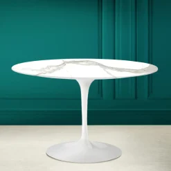 Viadurini Living Tulip Tische|Runde Tische-Tulpentisch Eero Saarinen H 73 aus Calacatta Michelangelo Made in Italy - Scharlachrot