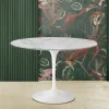 Viadurini Living Tulip Tische|Runde Tische-Tulpentisch Eero Saarinen H 74 Rund aus Arabescato-Marmor Made in Italy - Scharlachrot