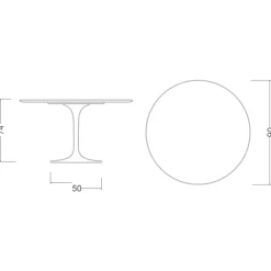 Viadurini Living Tulip Tische|Runde Tische-Tulpentisch Eero Saarinen H 74 aus Keramik Rem Made in Italy - Scharlachrot