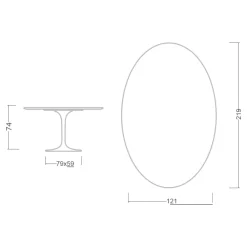 Viadurini Living Tulip Tische|Esstisch Oval-Tulpentisch Eero Saarinen H 74 Oval in absolut weißer Keramik Made in Italy - Scharlachrot