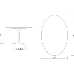 Viadurini Living Tulip Tische|Esstisch Oval-Tulpentisch Eero Saarinen H 74 Oval in absolut weißer Keramik Made in Italy - Scharlachrot