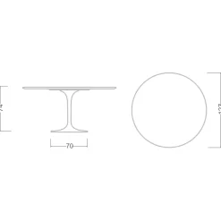 Viadurini Living Tulip Tische|Runde Tische-Tulpentisch Eero Saarinen H 73 Rund in Statuario Altissimo Made in Italy - Scharlachrot