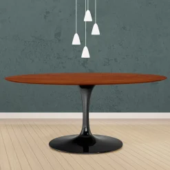 Viadurini Living Tulip Tische|Esstisch Oval-Tulpentisch Eero Saarinen H 74 Oval in Kirsche gebeizt Eiche Made in Italy - Scharlachrot