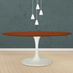 Viadurini Living Tulip Tische|Esstisch Oval-Tulpentisch Eero Saarinen H 74 Oval in Kirsche gebeizt Eiche Made in Italy - Scharlachrot