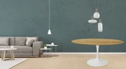 Viadurini Living Tulip Tische|Runde Tische-Tulpentisch Eero Saarinen H 74 Rund in Eiche Natur Made in Italy - Scharlachrot