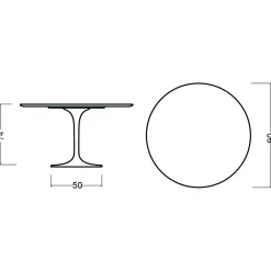 Viadurini Living Tulip Tische|Runde Tische-Tulpentisch Eero Saarinen H 74 Rund in Eiche Natur Made in Italy - Scharlachrot