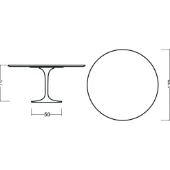 Viadurini Living Tulip Tische|Runde Tische-Tulpentisch Eero Saarinen H 74 Rund in Eiche Natur Made in Italy - Scharlachrot