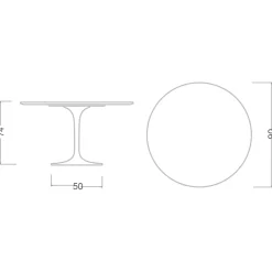 Viadurini Living Tulip Tische|Runde Tische-Tulpentisch Eero Saarinen H 73 Rund in absolutem Weiß Made in Italy - Scharlachrot