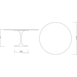 Viadurini Living Tulip Tische|Runde Tische-Tulpentisch Eero Saarinen H 73 Rund in absolutem Weiß Made in Italy - Scharlachrot