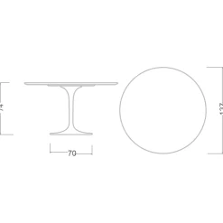 Viadurini Living Tulip Tische|Runde Tische-Tulpentisch Eero Saarinen H 73 Rund in absolutem Weiß Made in Italy - Scharlachrot