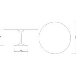 Viadurini Living Tulip Tische|Runde Tische-Tulpentisch Eero Saarinen H 73 Rund in absolutem Weiß Made in Italy - Scharlachrot