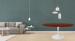 Viadurini Living Tulip Tische|Runde Tische-Tulpentisch Eero Saarinen H 74 Rund in Eiche gebeizt Palisander Made in Italy - Scharlachrot