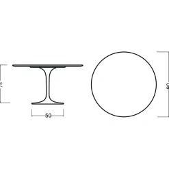 Viadurini Living Tulip Tische|Runde Tische-Tulpentisch Eero Saarinen H 74 Rund in Eiche gebeizt Palisander Made in Italy - Scharlachrot