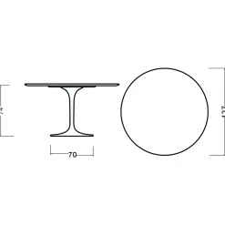Viadurini Living Tulip Tische|Runde Tische-Tulpentisch Eero Saarinen H 74 Rund in Eiche gebeizt Palisander Made in Italy - Scharlachrot