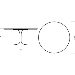 Viadurini Living Tulip Tische|Runde Tische-Tulpentisch Eero Saarinen H 74 Rund in Eiche gebeizt Palisander Made in Italy - Scharlachrot