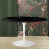 Viadurini Living Runde Tische|Esstische-Tulpentisch Saarinen H 74 mit runder Platte aus schwarzem Marquinia-Marmor Made in Italy - Scharlachrot