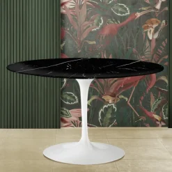 Viadurini Living Runde Tische|Esstische-Tulpentisch Saarinen H 74 mit runder Platte aus schwarzem Marquinia-Marmor Made in Italy - Scharlachrot