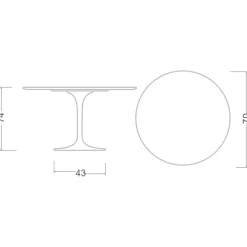 Viadurini Living Tulip Tische|Runde Tische-Tulpentisch Saarinen H 73 Rund aus Keramik Absolut Weiß Made in Italy - Scharlachrot