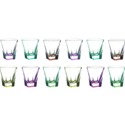 Viadurini Kitchen Italienisches Kristallgeschirr-Tumbler Low Trinkgläser in Öko-farbigem Kristall 12 Stück - Amalgam