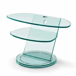 Viadurini Living Tv-Möbel-TV-Schrank aus Glas mit drehbarer Basis und Regalen Made in Italy - Salemme