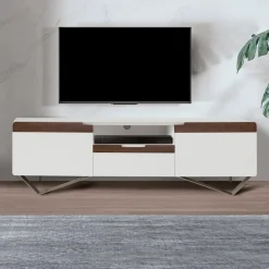 Viadurini Living Tv-Möbel-TV-Schrank mit 2 Türen in Canaletto und weißem Finish, hergestellt in Italien – Kari