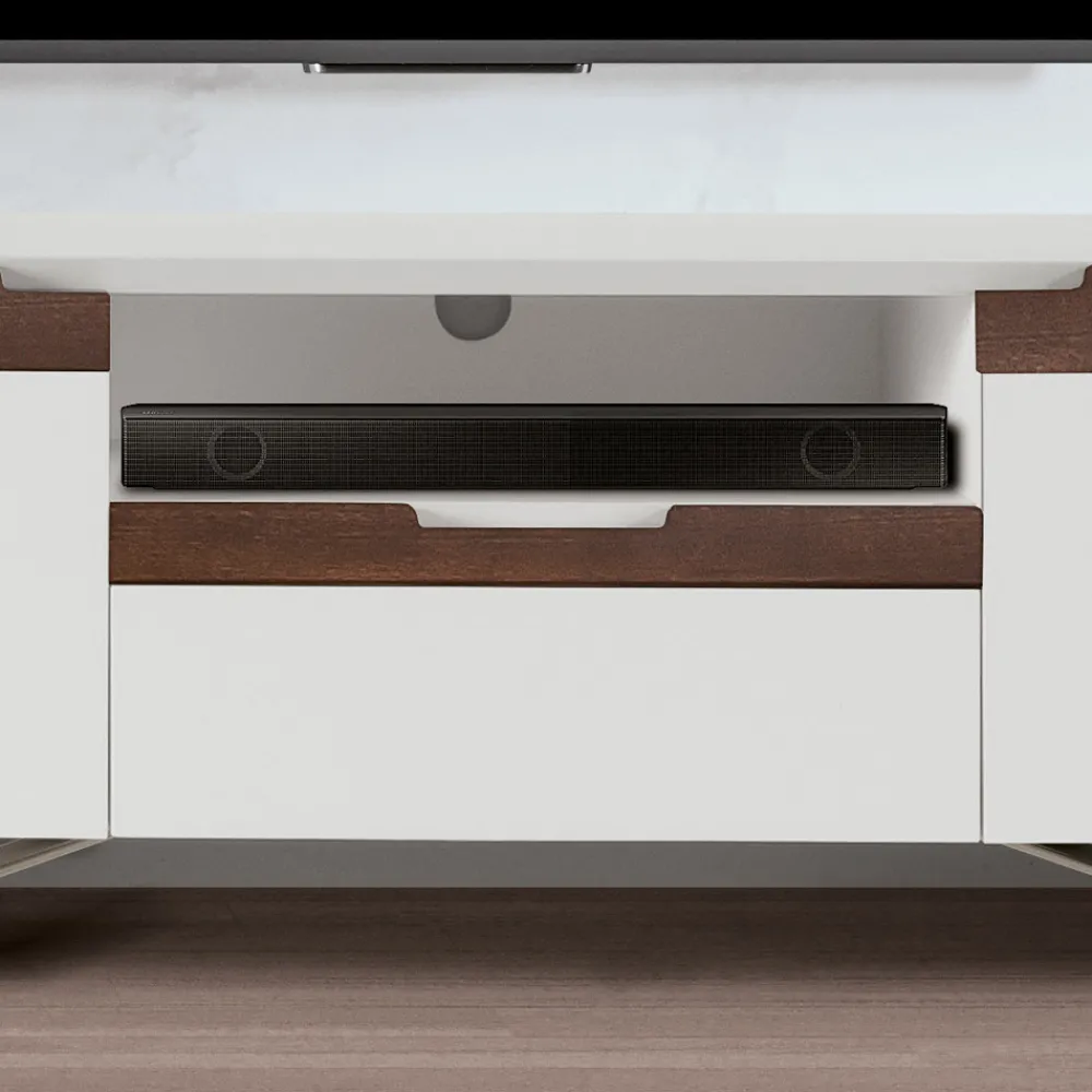 Viadurini Living Tv-Möbel-TV-Schrank mit 2 Türen in Canaletto und weißem Finish, hergestellt in Italien – Kari