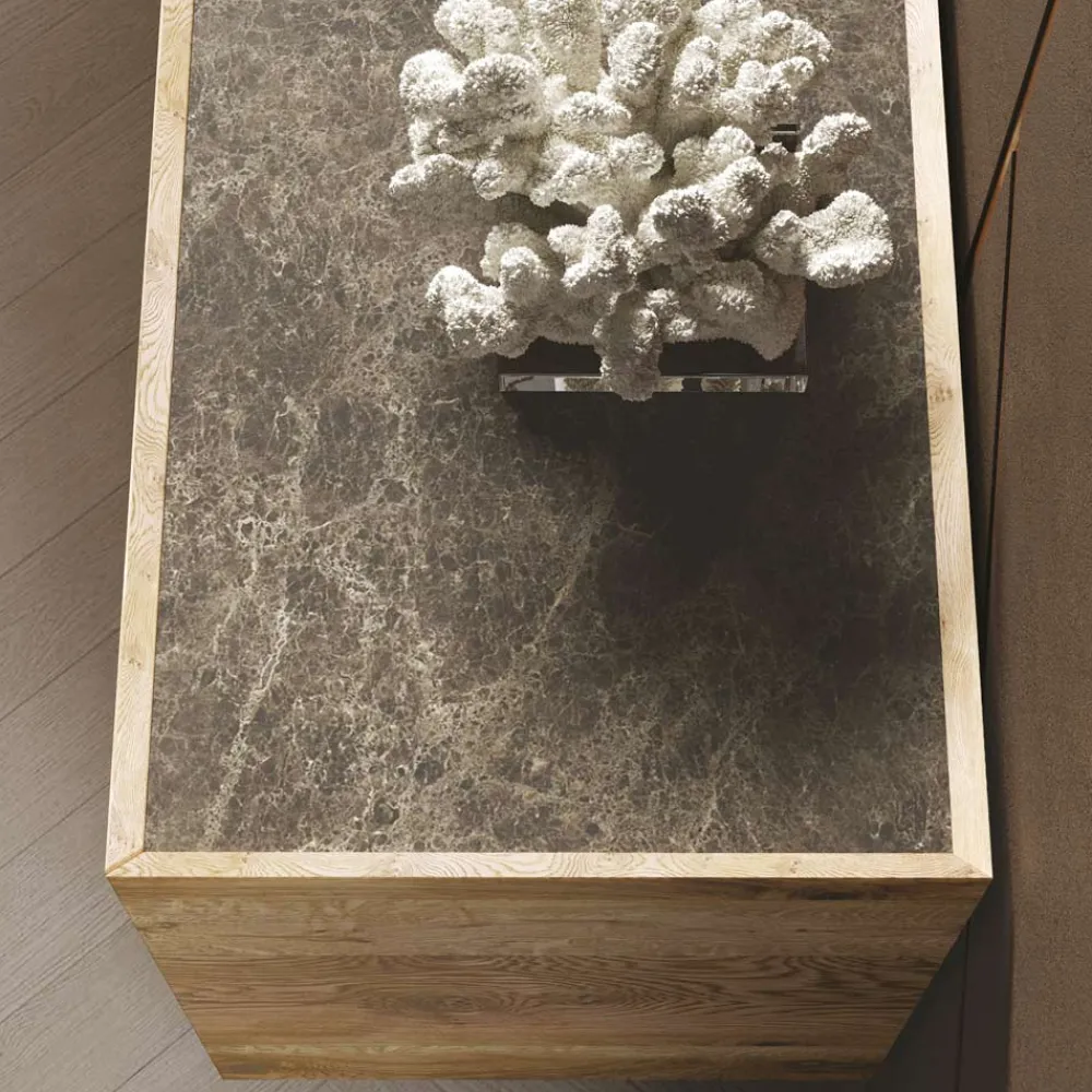 Viadurini Living Tv-Möbel-TV-Schrank mit 3 Türen mit Sockel aus gehärtetem Glas Made in Italy - Soraya