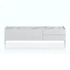 Viadurini Living Tv-Möbel-TV-Ständer aus Holz mit 1 Tür und 2 Schubladen – Tantalo