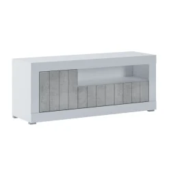 Viadurini Living Tv-Möbel-TV-Ständer mit 1 Tür und 1 Holzkorb – Samario