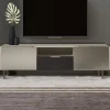 Viadurini Living Tv-Möbel-TV-Ständer mit 2 Türen und 1 Schublade in Nickel- und Carbon-Finish – Inga
