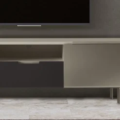 Viadurini Living Tv-Möbel-TV-Ständer mit 2 Türen und 1 Schublade in Nickel- und Carbon-Finish – Inga
